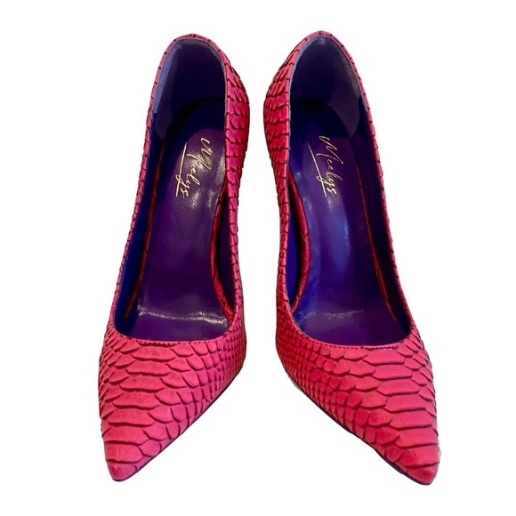 NWOTB - Meelys Hot Pink Faux Snakeskin Embossed Pumps High Heels Size 6.5 - Picture 6 of 9